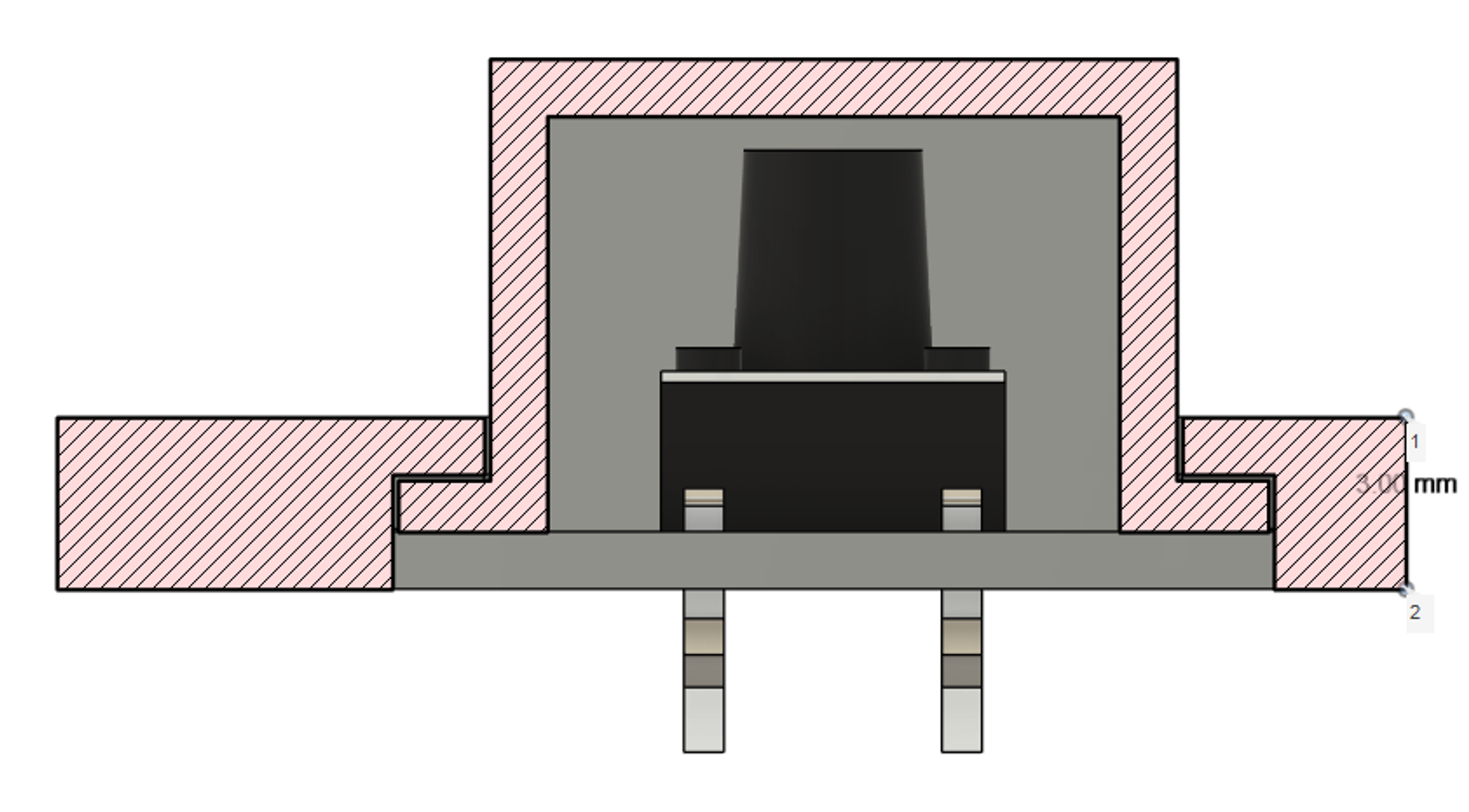Cross section of the snooze module with measurement