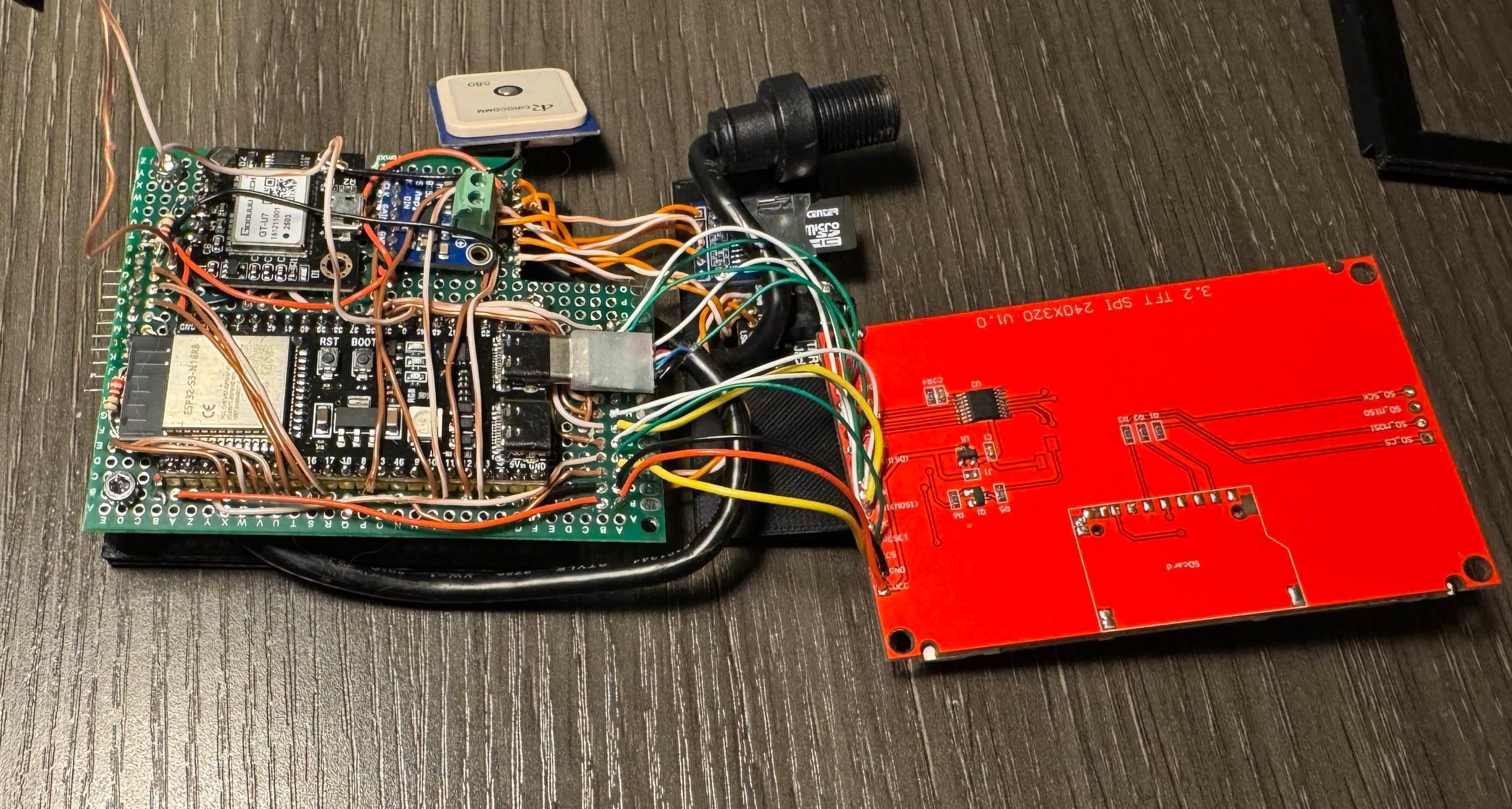 Everything connected and screwed onto base